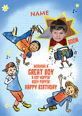 Hip Hoppin' personalised photo Birthday Card