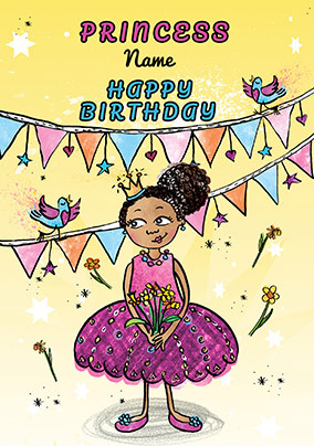 Birthday Princess yellow personalised Card