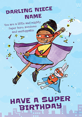 Superhero Niece personalised Birthday Card