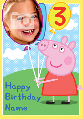 Peppa Pig Photo Birthday Card - Balloons