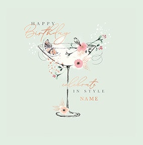 Celebrate In Style Martini Personalised Card