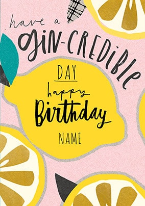 Gincredible Day Personalised Birthday Card