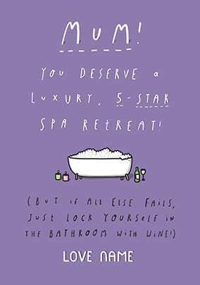 Mum - 5 Star Spa Personalised Card