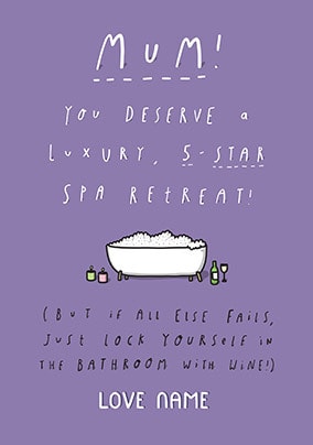 Mum - 5 Star Spa Personalised Card