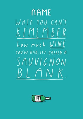 Sauvignon Blank Personalised Birthday Card