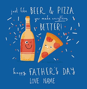 Beer & Pizza Personalised Father's Day Card