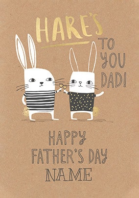 Hares To You Dad Personalised Father's Day Card