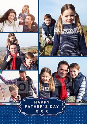 Happy Father's Day Multi Photo Blue Banner Card