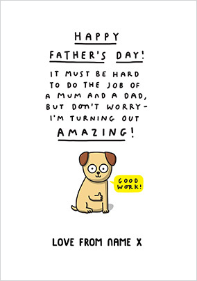 The Job of a Mum and a Dad Personalised Father's Day Card