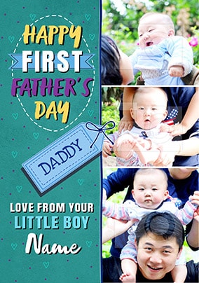 Little Boy First Father's Day Photo Card