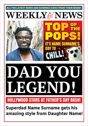 Dad You Legend Newspaper Photo Father's Day Card