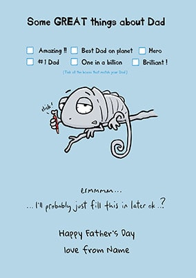 Leon - Dad Tick Boxes Personalised Card