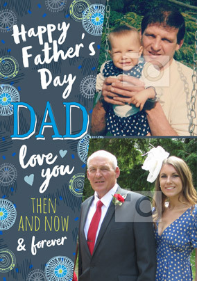 Happy Father's Day Then and Now Photo Card