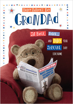Barley Bear - Grandad Father's Day Personalised Card