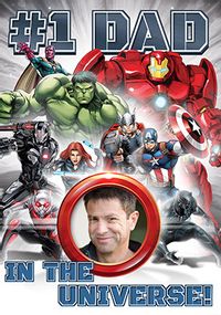 Tap to view 1 Dad In The Universe! Avengers Father's Day Card