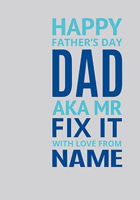 Dad AKA Mr Fix It Personalised Card