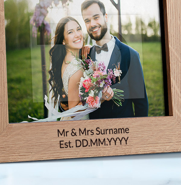 Wedding Personalised Wooden Photo Frame Landscape Funky Pigeon