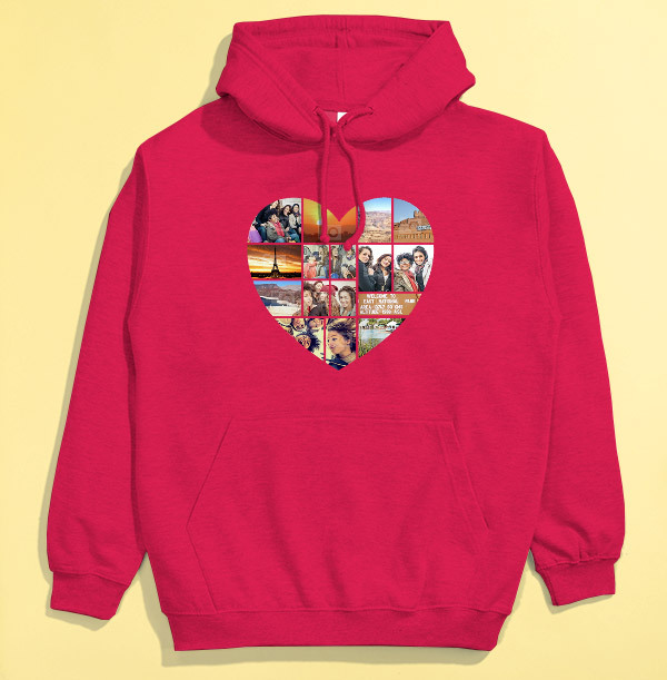 Multi Photo Heart Personalised Hoodie