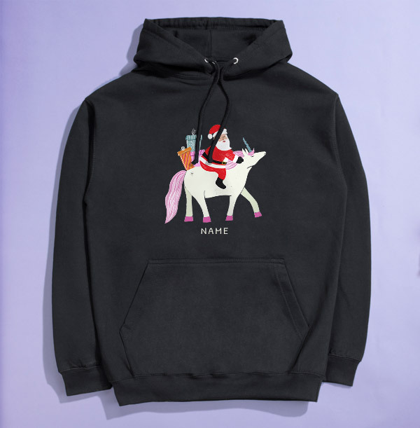 Santa And Unicorn Personalised Hoodie