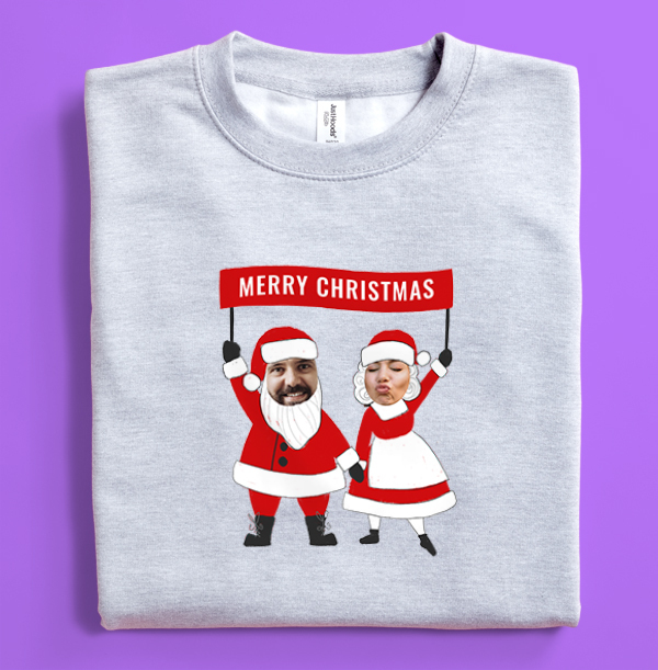 Mr & Mrs Claus Photo Christmas Jumper