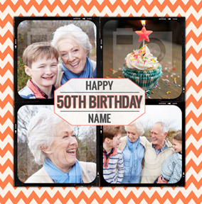 Aztec Summer - 50th Birthday Card 4 Multi Photo Upload
