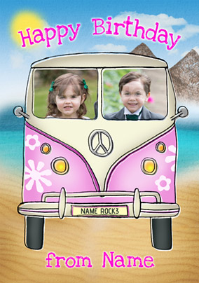 Driver's Seat - Birthday Card Girls Campervan