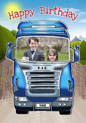 Blue Lorry Birthday Card