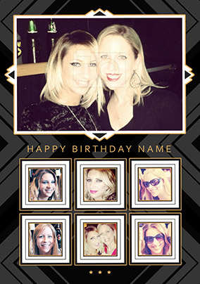 Glam Squad - Birthday Card 7 Photo Upload Portrait