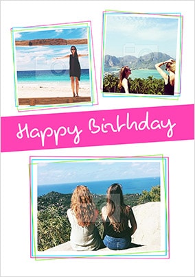 3 Photo Upload Long Hot Summer Birthday Card
