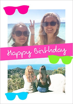 Sunnies Photo Upload Long Hot Summer Birthday Card