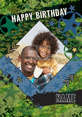 Camo Print Photo Birthday Card
