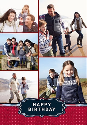 Familia Multi Photo Birthday Card