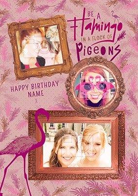Be A Flamingo Multi Photo Birthday Card
