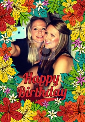 Flower Frame Photo Birthday Card