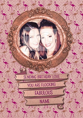Flocking Fabulous Photo Birthday Card