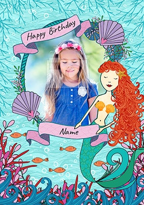 Mermaid Photo Birthday Card