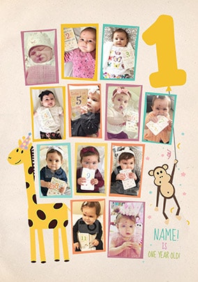 First Year Multi Photo Birthday Card
