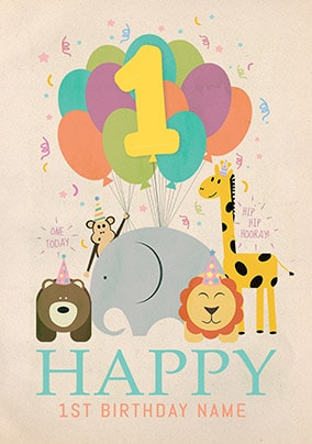 Happy 1st Birthday Personalised Card