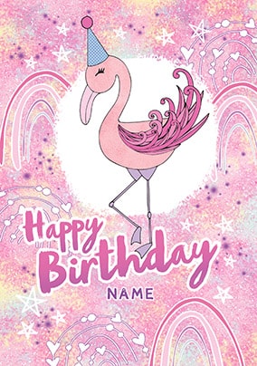 Birthday Flamingo Personalised Card