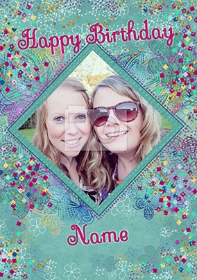 Diamond Photo Upload Personalised Birthday Card