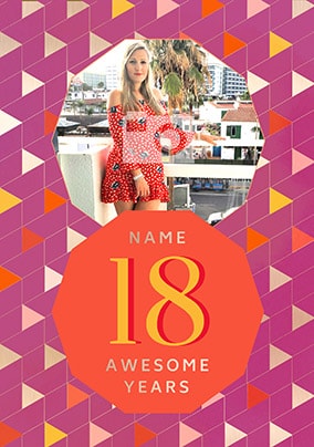 18 Awesome Years Female Photo Card