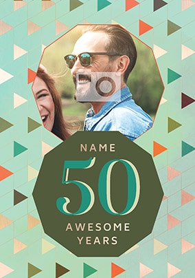 50 Awesome Years Male Photo Card