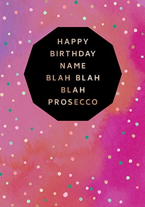 Blah Blah Blah Prosecco Personalised Card