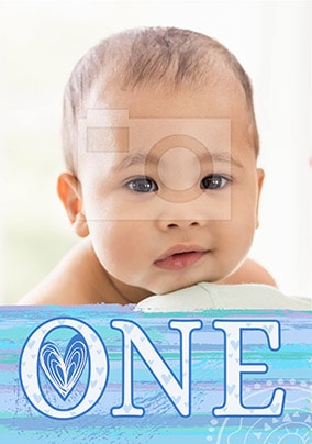 One Blue Photo Birthday Card