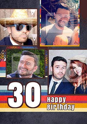 30th Birthday Retro Multi Photo Card