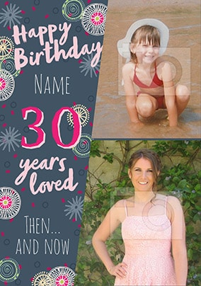 30 Years Loved Female Multi Photo Card