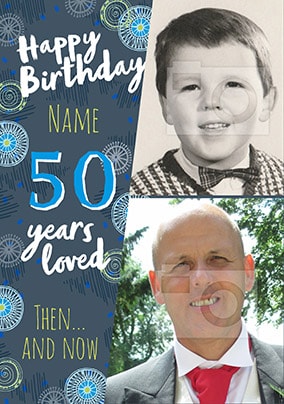 50 Years Loved Male Multi Photo Card