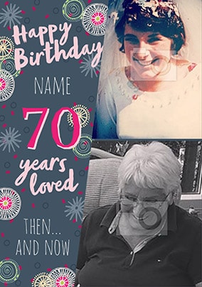 70 Years Loved Female Photo Card