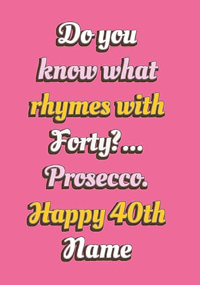 Prosecco Rhymes Personalised Card