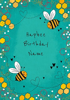 Hapbee Birthday Personalised Card